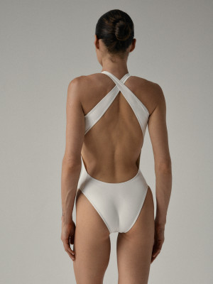 kostium kąpielowy typu cross bandeau TRES eggshell - XXXS