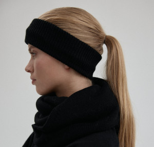 opaska z wełny merino BREA black - ONE.SIZE