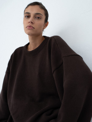 sweter oversize CONSCIOUS STORIES dark chocolate - M