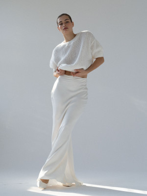 długa spódnica satynowa TALI off-white - M