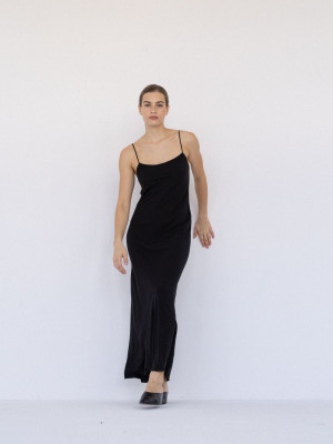 długa sukienka typu slip DUE black - S