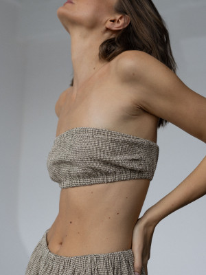 top typu bandeau TAO chequered beige/black - M