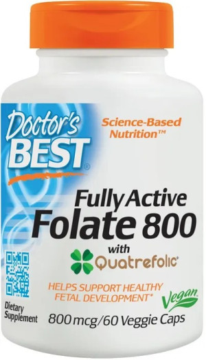 Doctor's Best Fully Active Folate 800 with Quatrefolic 800 µg 60 kapsułek