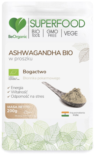 BeOrganic by Aliness Ashwagandha BIO w proszku 200g