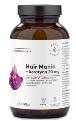 Aura Herbals Hair Mania + keratyna 20 mg 120 kapsułek