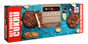 PURE & GOOD Ciastka z karmelem i orzechami w czekoladzie bez dod. cukru 128g