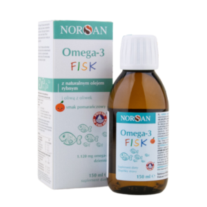 Norsan Omega-3 Fisk dla dzieci olej rybny 150 ml o smaku pomarańczowym