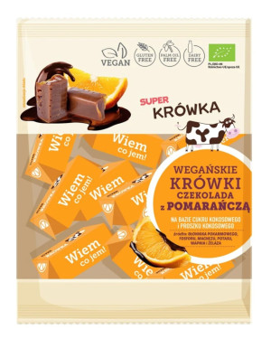 SUPER KRÓWKA Krówki wegańskie czekolada z pomarańczą BIO 150 g