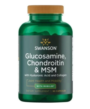 Swanson Glucosamine Chondroitin MSM Hyaluronic Acid Collagen 90 kapsułek