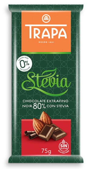 TRAPA Czekolada gorzka 80% ze stewią 75 g