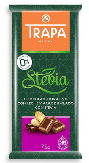 TRAPA Czekolada mleczna crunch ze stewią 75 g