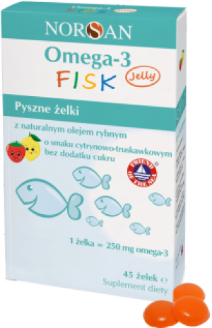 Norsan Omega-3 FISK Jelly 45 żelek o smaku cytrynowo-truskawkowym