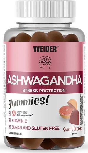 Weider Ashwagandha 40 żelek o smaku słodkiej pomarańczy