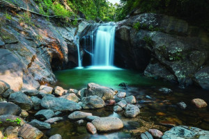 Fototapete Wasserfall türkisfarbenem Wasser, Wasser, Fluss, Stream, Wa