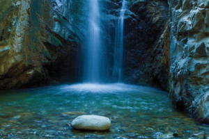 Fototapete Wasserfall Höhle, Felsen, felsigen, felsigen Ufer, Steine