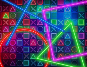 Fototapete gamer, spielend, neon, farbenreich, Kunstwerk