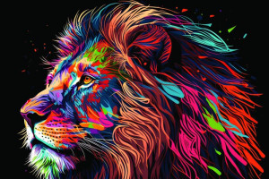 Fototapete Pop art lion, Porträt, Tierbabys, wildes Tier, farbenreich
