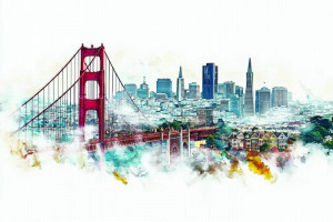 Fototapete Stadt, Abstraktion, Nachahmung, Brücke, San Francisco