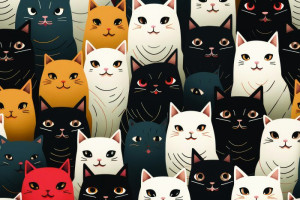 Fototapete cat, schwarze Katze, weiße Katze, Wildkatze, Hauskatze
