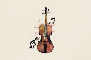 Fototapete Musik Violine, Geiger, knarrend, Knirschen, Noten