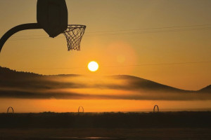 Fototapete Sonnenuntergang Spielplatz, Basketball Platz, Sportplatz, B