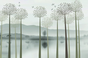 Fototapete Vögel Wald, Baum, Bäume, Fluss, See