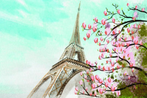 Fototapete eiffel, eiffle, Eiffelturm, Blüte, Sträußchen