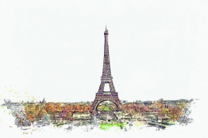 Fototapete Paris paris, eiffel, eiffle, Eiffelturm, Wasserfarbe
