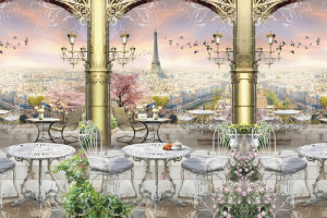 Fototapete Paris Terrasse, Dachterrasse, Terrasse mit Aussicht, Terras