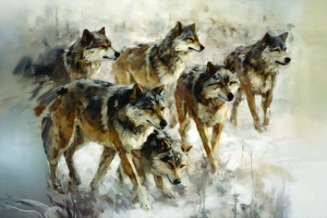 Fototapete Wölfe Wolf, Wölfe, Werwolf, abstraktes Aquarell, Wasserfarb