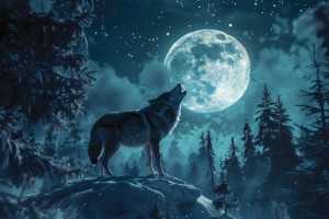 Fototapete Wald Wolf, Wölfe, Werwolf, Wald, Baum