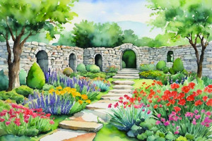 Fototapete Wiese Garten, botannical garden, Gartenbauzentrum, Türen zu