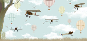 Fototapeta Środki transportu balony, samoloty, niebo, bajkowy, chmury