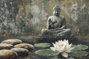 Fototapeta Ludzie Budda, wielki Budda, buddyzm, buddyjski mnich, biały