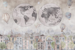 Fototapeta Mapa Świata akwarela, pejzaż, krajobraz, globus, Globus świ