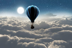 Fototapeta Pokój młodzieżowy słoń, balon, chmury, niebo, księżyc
