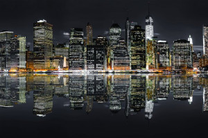 Fototapeta Miasta nocą woda, jezioro, rzeka, noc, miasto