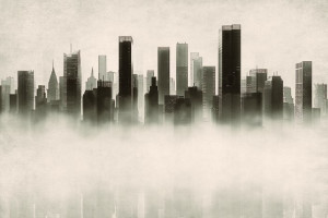 Fototapeta Nowy Jork miasto, Budynki wysokie, mgła, panorama, wieżowce