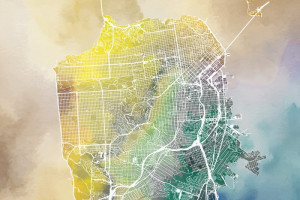 Fototapeta San Francisco mapa, mapa drogowa, mapa miasta, San Francisc