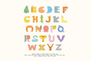 Fototapeta Typografia alfabet, Zwierzęta, kolorowy, ilustracja, grafik