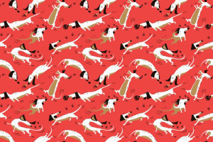 Fototapeta Psy psy, Zwierzęta, czerwony, ilustracja, grafika