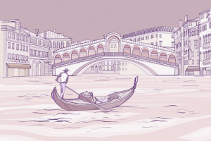 Fototapeta Wenecja gondola, gondole, gondolier, gondolierów, most