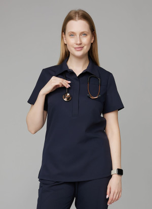 Bluza Medyczna Damska – Scrubs Polo Graphite - XXS
