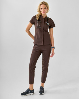 Bluza Medyczna Damska – Scrubs Classy Espresso - S