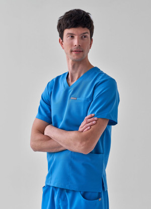 Bluza Medyczna Męska - Scrubs Sporty Ocean - S