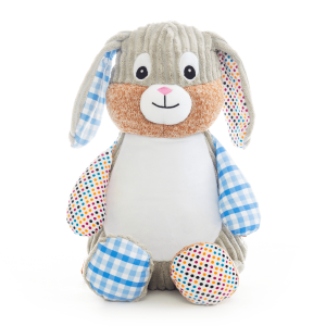 Kék kockás nyuszi - 45 cm