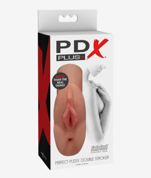 PDX Plus Perfect Pussy Double Stroker Tan ręczny symulator 1 szt