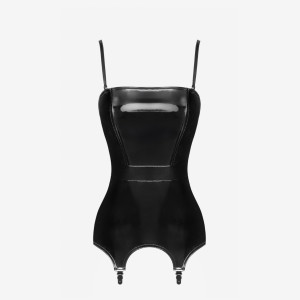 Noir Handmade Dominae Venom PVC F381 gorsetowy pas do pończoch XXL czarny