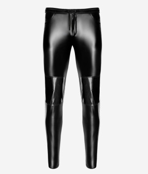 Noir Handmade Rogue Pants z materiału powerwetlook i wstawkami PVC czarny