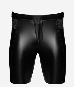 Noir Handmade Onyx Hybrid Biker Shorts z materiału powerwetlook i siateczki czarny